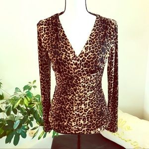 INC V-neck dressy top leopard print